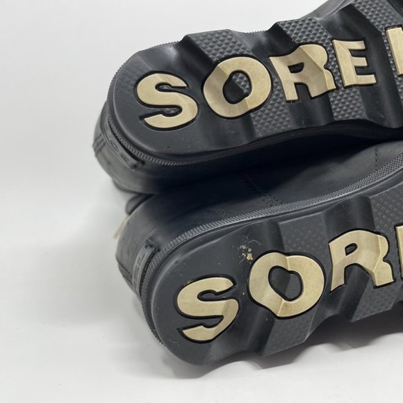 Sorel Womens Black Leather Wedge Heel Lace Up Boots - Picture 9 of 10